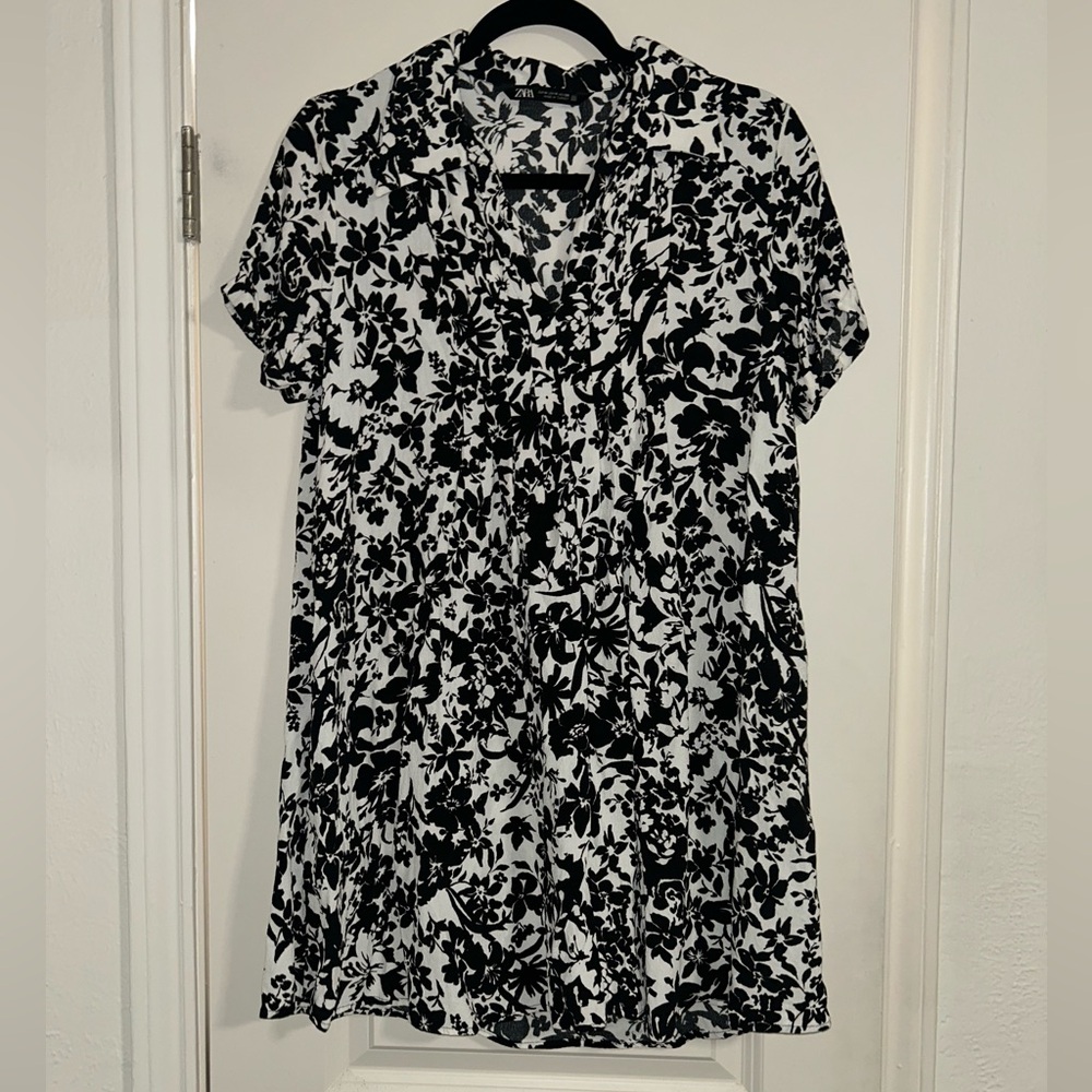 Zara Black & White Floral Dress